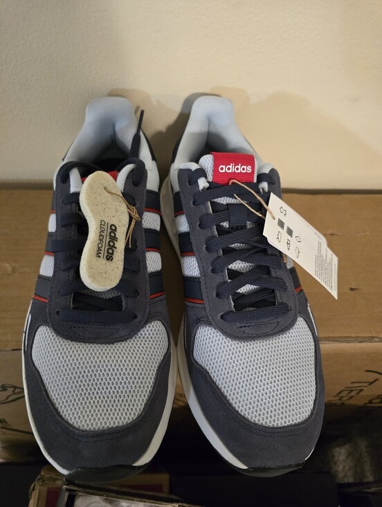 adidas Shoes - Adidas Womens Grey, Navy & Red Retro Running Shoes